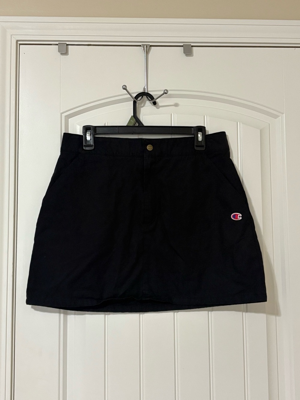 Champion Black Mini Skirt with Embroidered Logo